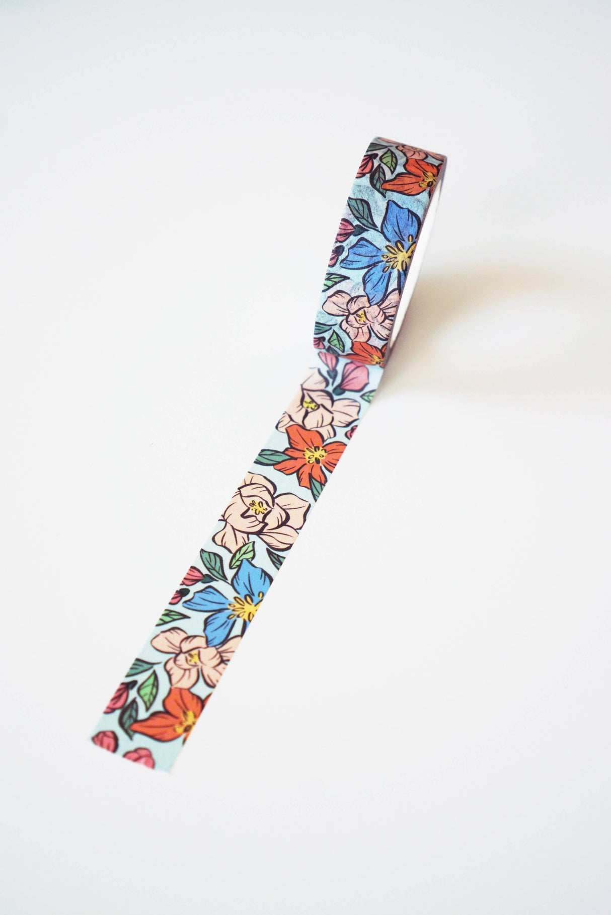 Blue Floral Illustration Washi Tape