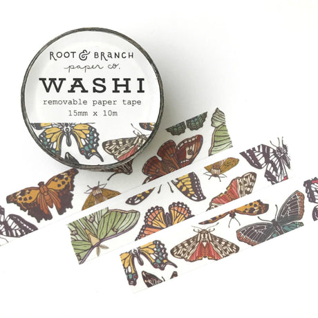 Cinta washi con diseño de mariposas y polillas