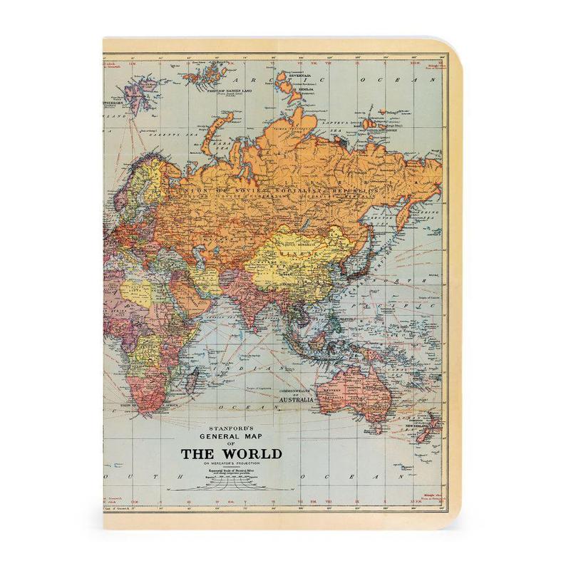 Juego de minicuadernos con mapas del mundo, paquete de 3 Cavallini &amp; Co. 