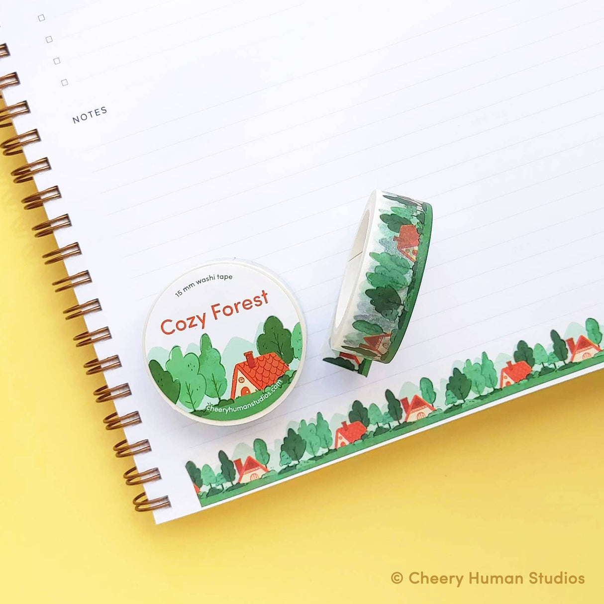 Cinta washi con motivos de bosque acogedor