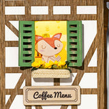 Kit de casa en miniatura para colgar en la pared con diseño de cafetería Lazy