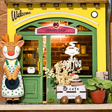 Kit de casa en miniatura para colgar en la pared con diseño de cafetería Lazy