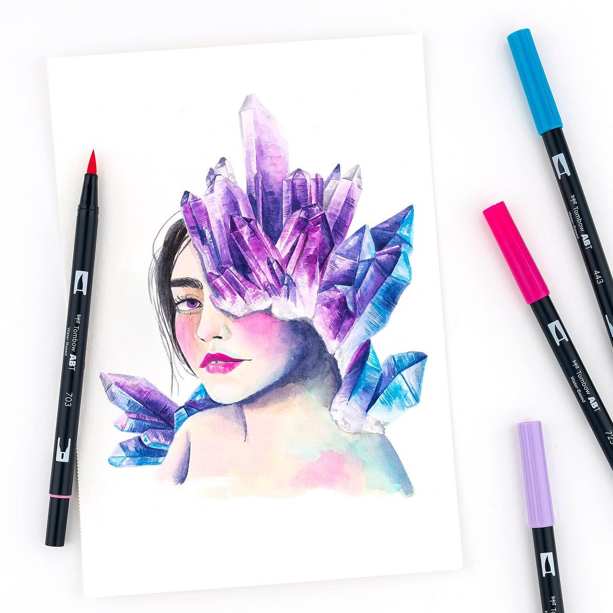 Marcadores artísticos con punta de pincel doble Galaxy, paquete de 10