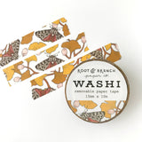 Cinta washi con motivos de ginkgo y polilla tigre