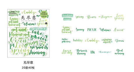 Pegatinas washi flake con palabras 