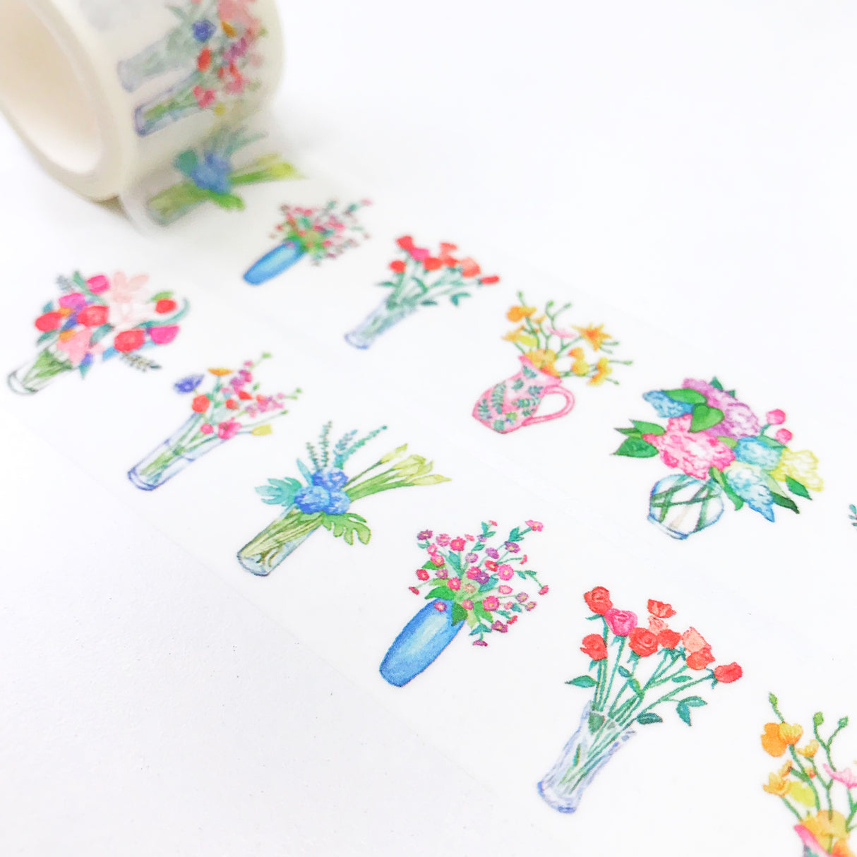 Cinta washi con ramo de flores