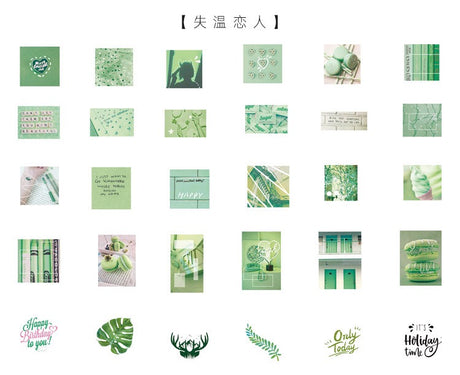 Pegatinas de escamas de collage de imágenes de color verde (60 piezas) 