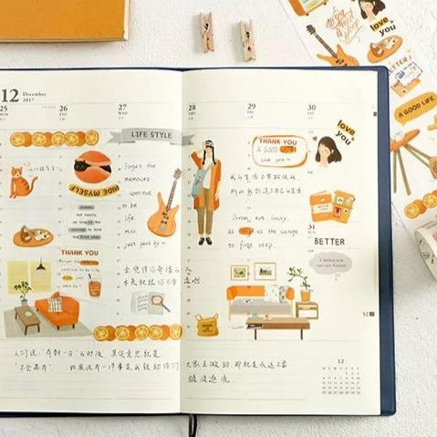 Orange Collage Wide Washi Tape
