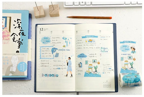 Blue Collage Wide Washi Tape