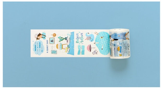 Blue Collage Wide Washi Tape