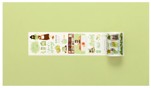 Light Green Collage Wide Washi Tape