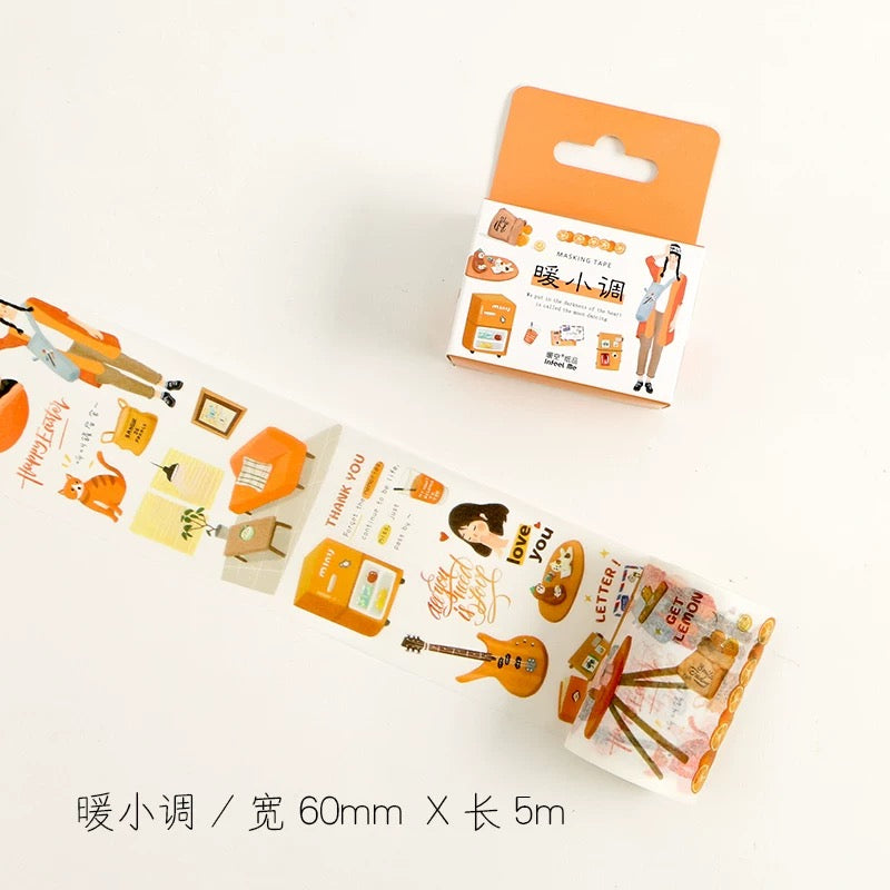 Orange Collage Wide Washi Tape