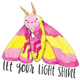 Pegatina de polilla con luz brillante