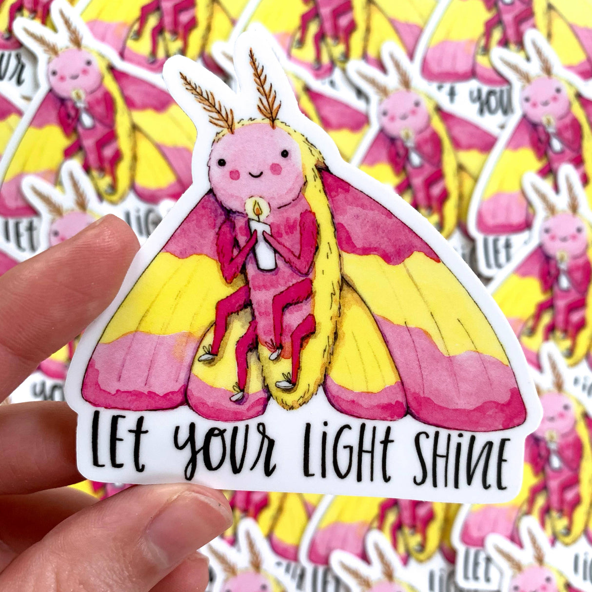 Pegatina de polilla con luz brillante