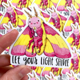Pegatina de polilla con luz brillante