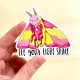 Pegatina de polilla con luz brillante