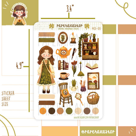 PaperaicaShop Cute Cottagecore Girl Sticker