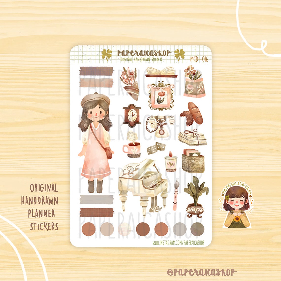 PaperaicaShop Cute Light Academia Girl Sticker