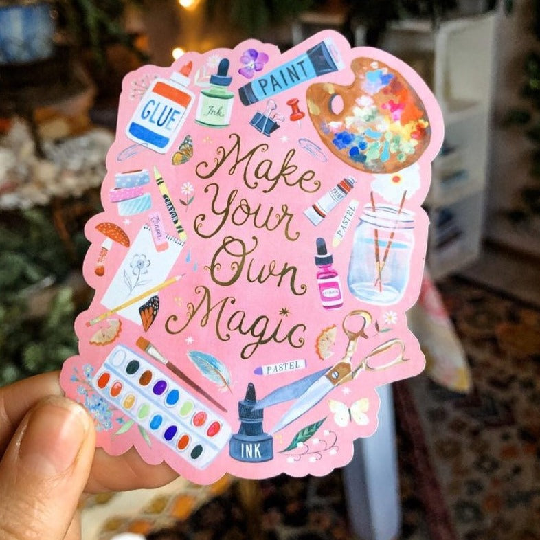 Adorn your laptop, notebook, car, or just about anything that might need a little extra beauty!

This die-cut, matte sticker measures 3 x 4″ and is printed at the highest quality!

Lettering is in a metallic GOLD