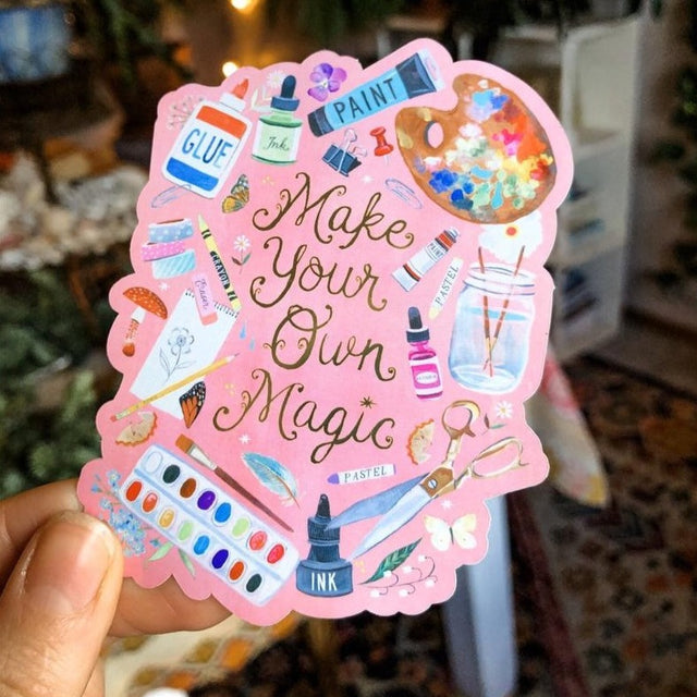 Adorn your laptop, notebook, car, or just about anything that might need a little extra beauty!

This die-cut, matte sticker measures 3 x 4″ and is printed at the highest quality!

Lettering is in a metallic GOLD