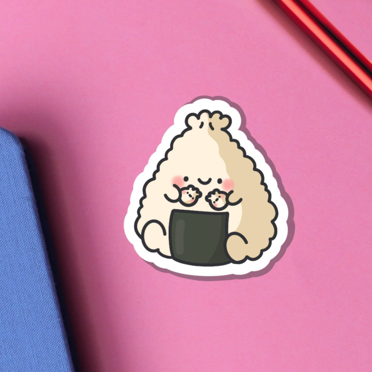 Pegatina de vinilo con forma de bola de masa de sushi onigiri