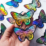 Pegatina holográfica de mariposa con arcoíris 
