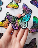 Pegatina holográfica de mariposa con arcoíris 