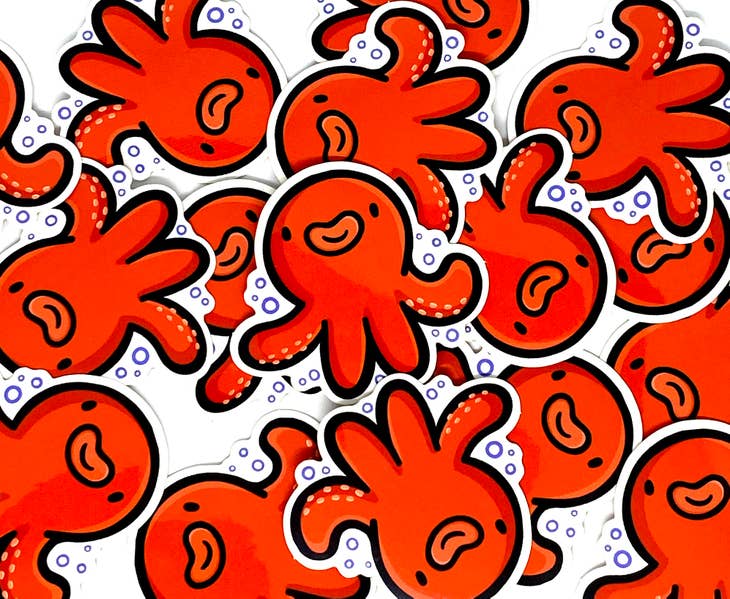 Minipegatina de pulpo rojo 