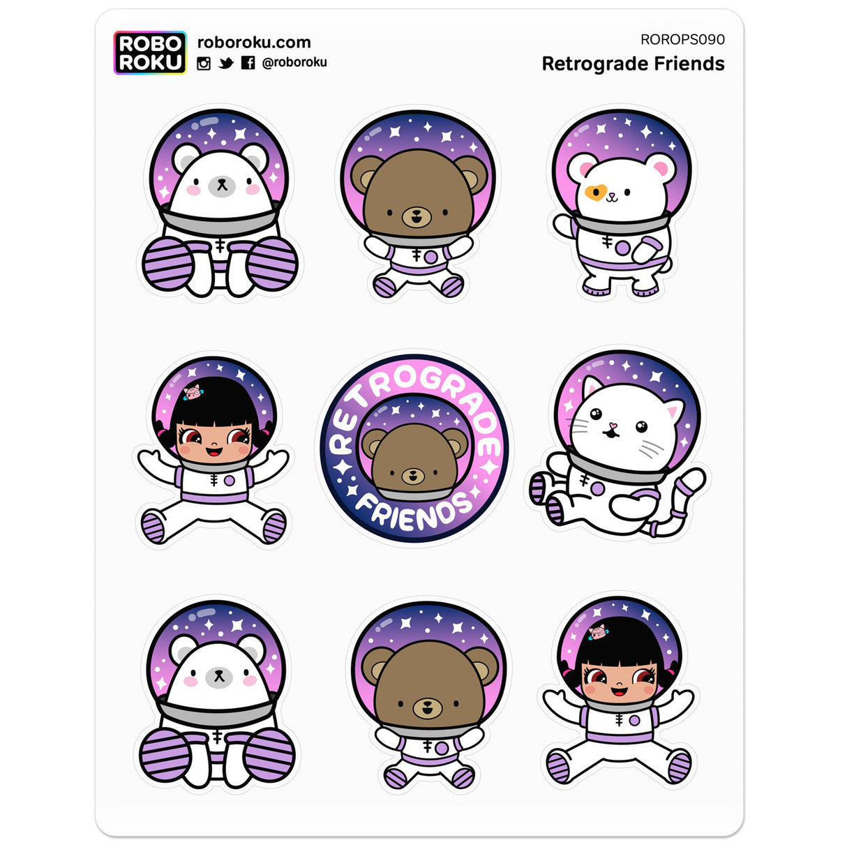 Pegatinas de planificador de amigos retrógrados 