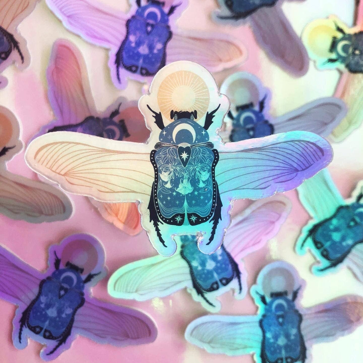 Scarab of the Night Holographic Sticker