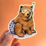 Snorkeling Bear Sticker