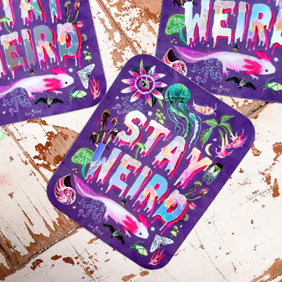 Pegatina holográfica Stay Weird 