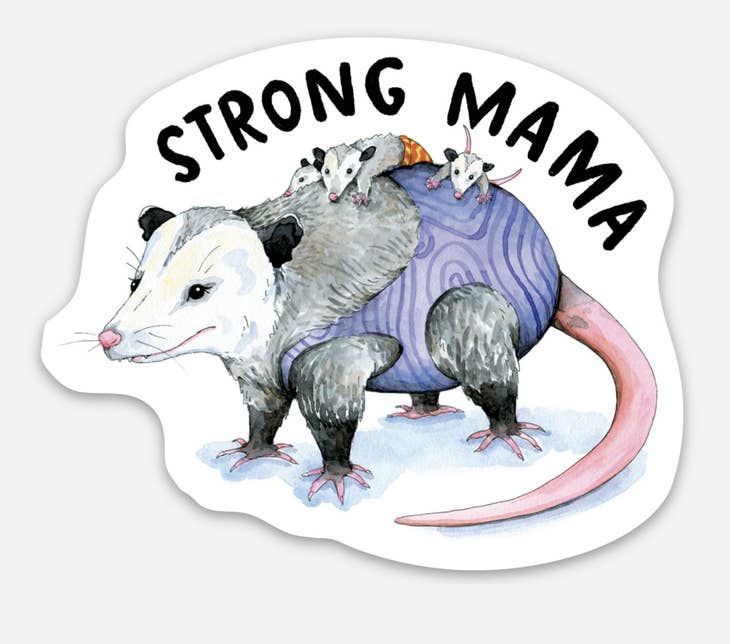 Pegatina de la mamá zarigüeya fuerte