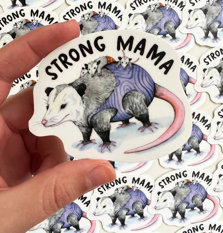Pegatina de la mamá zarigüeya fuerte