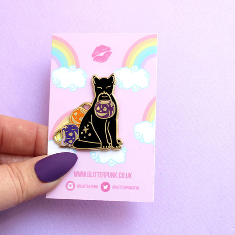 Glitter Punk - Trick or Treat Cat Enamel Pin