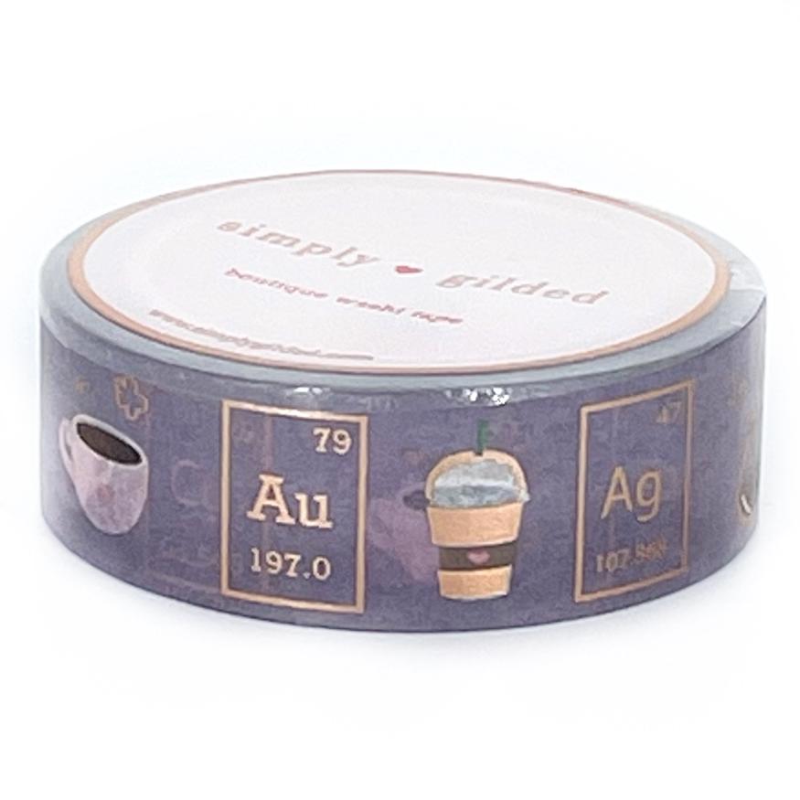 Simply Gilded WASHI 15mm - GRAPE Coffee CHEMISTRY + rose gold foil