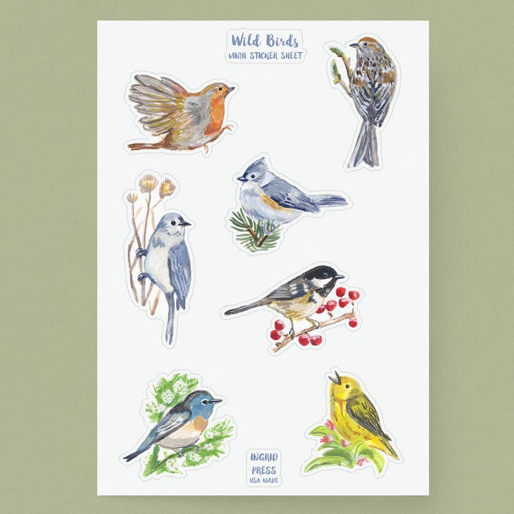 Hojas de pegatinas de vinilo de aves silvestres