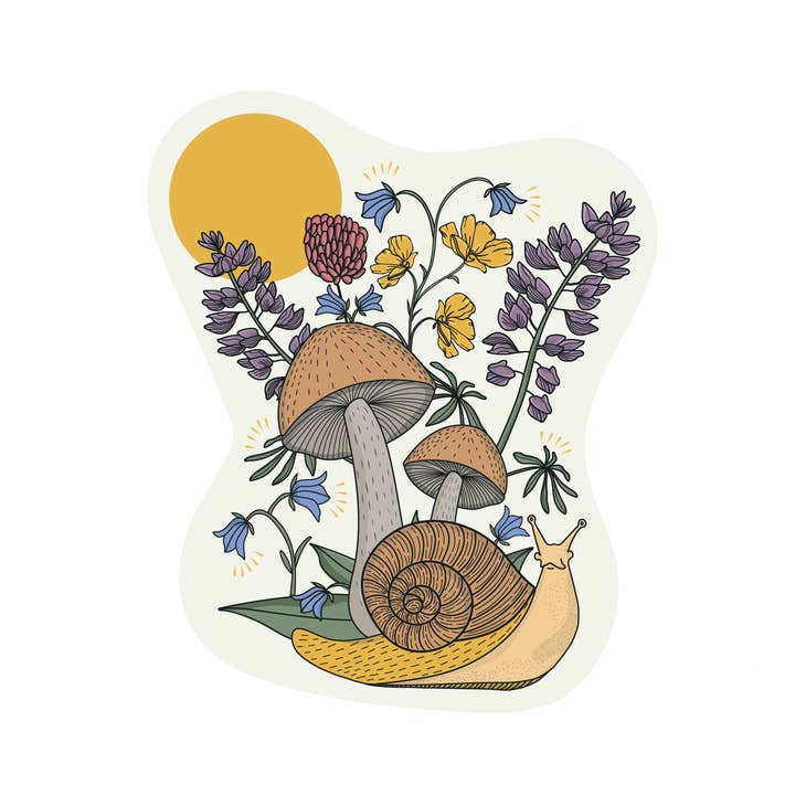 Pegatina de vinilo con el pequeño y dulce caracol de Woodland Creatures