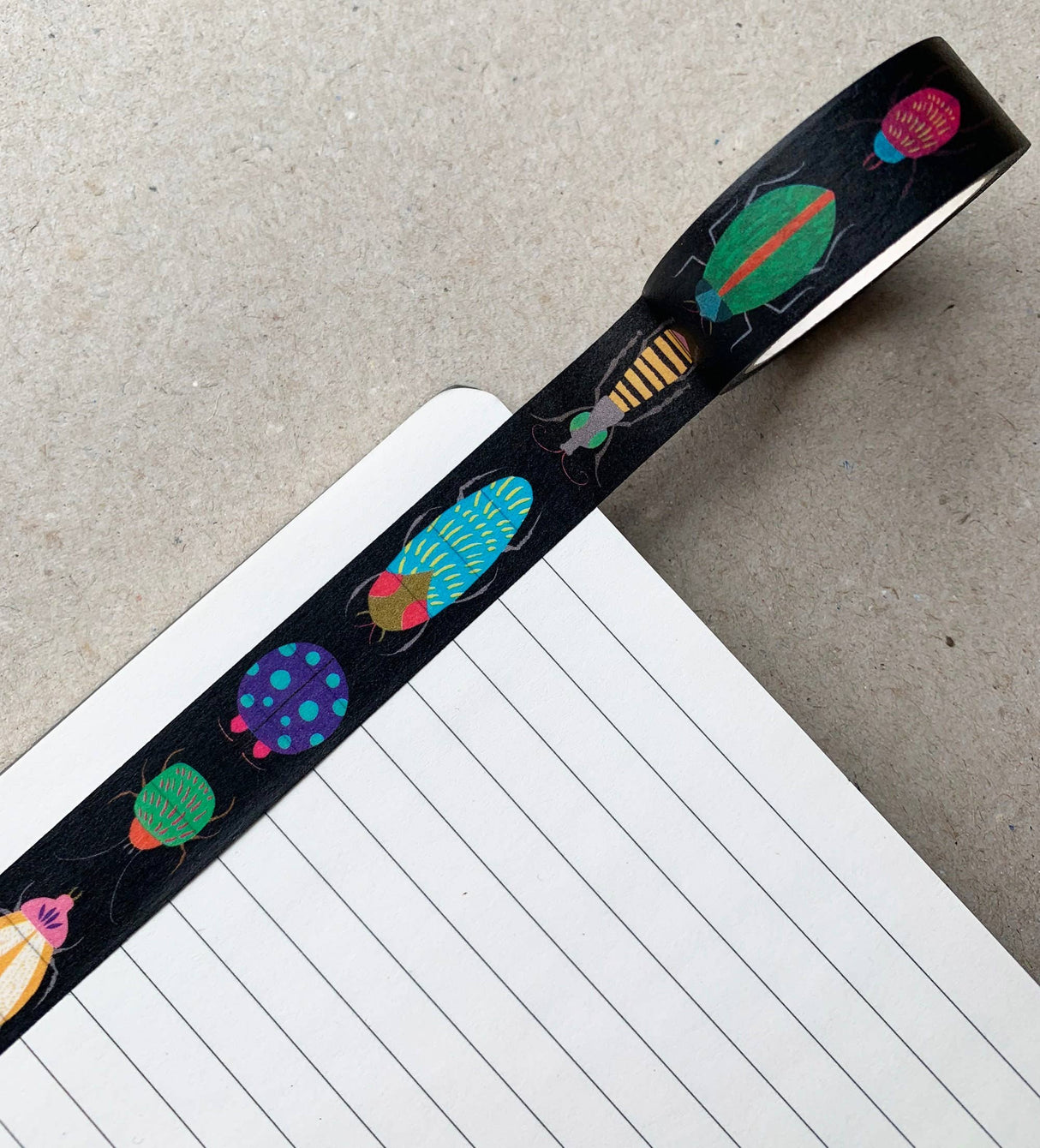 Cinta washi con estampado de insectos y escarabajos