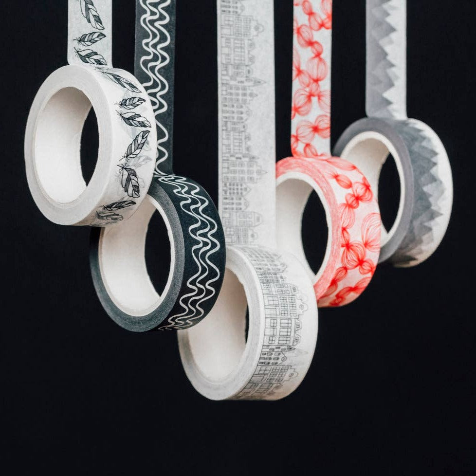 Lote de 5 rollos de cinta washi con diseño