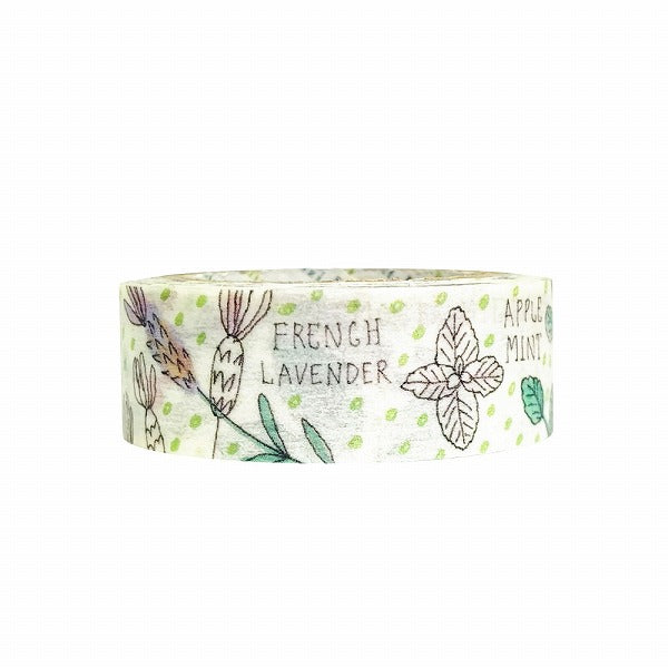 Cinta washi con motivos de jardín de hierbas 